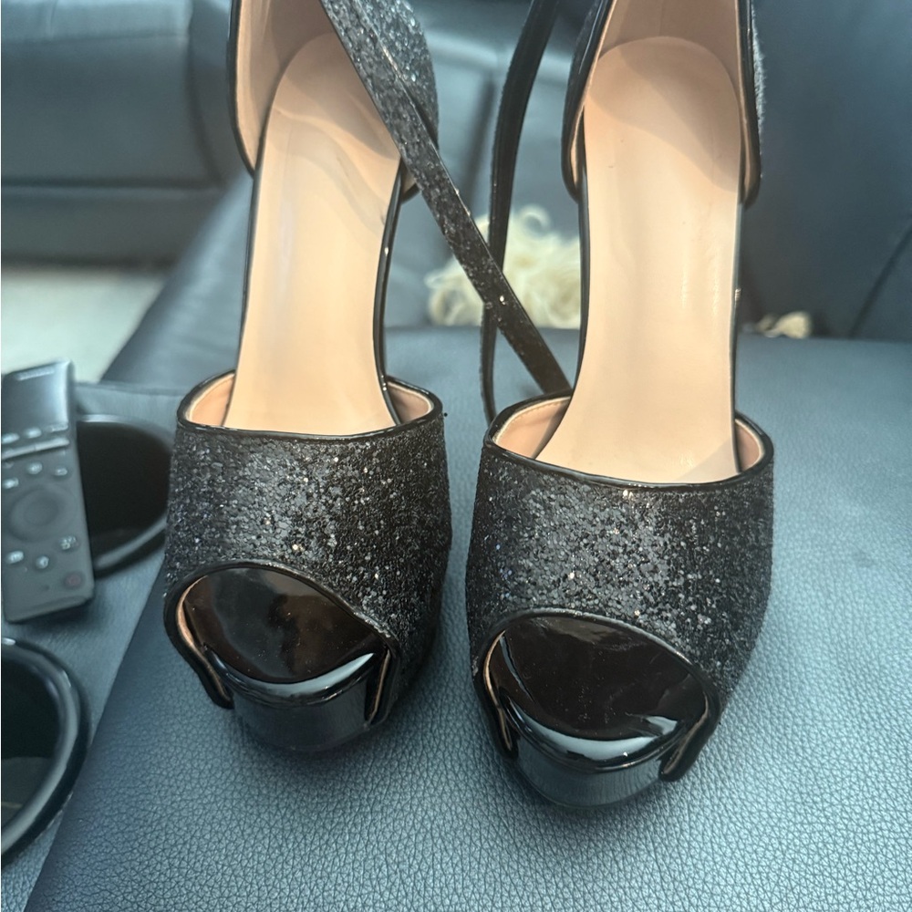 Elegant Black Glitter Women's Heels